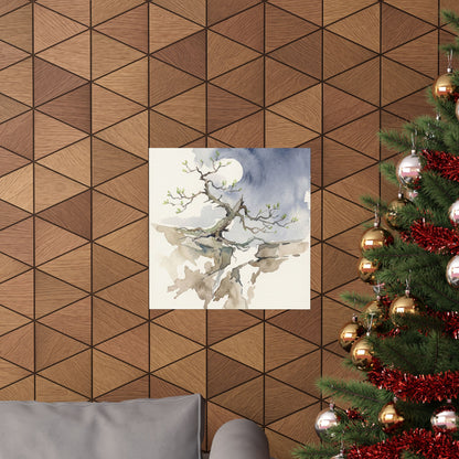 Pine Tree Spring Wall Art Print | Japandi Elegant Design