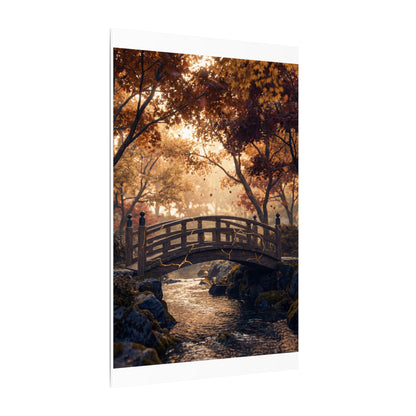 Autumn Wooden Bridge Gold Vein Canvas Art | Resilient Decor