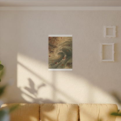 Japandi Ocean Wave in Candlelight | Japanese Pattern Canvas Art