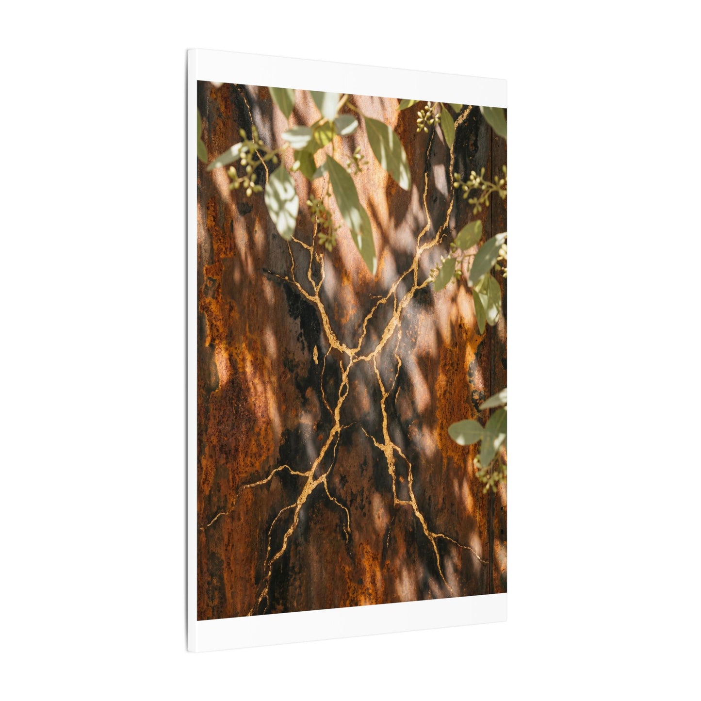 Kanso Rust Patina Canvas Art - Kintsugi Gold Vein
