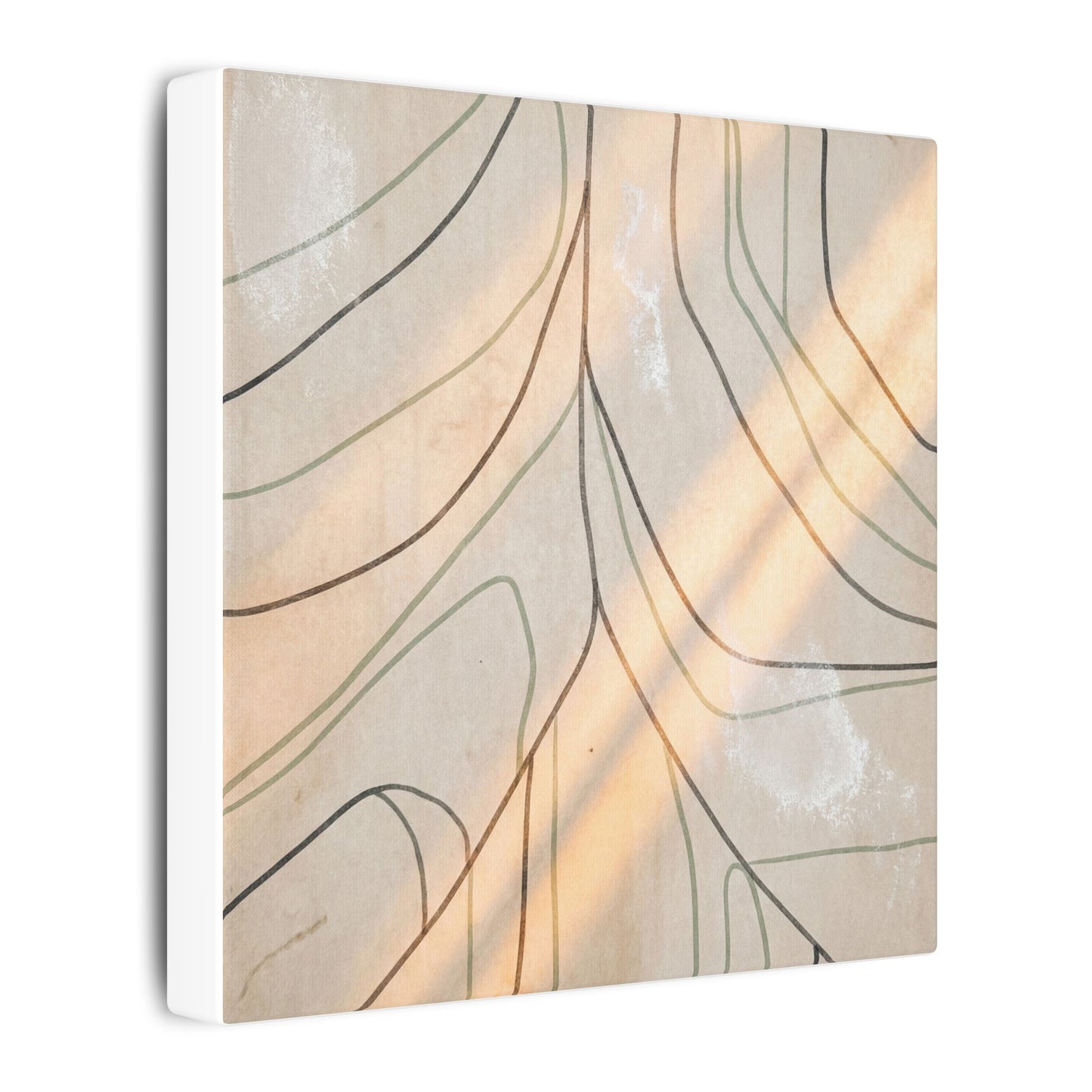 Shoji Screen Minimal Line Canvas Art | Warm Japandi Art