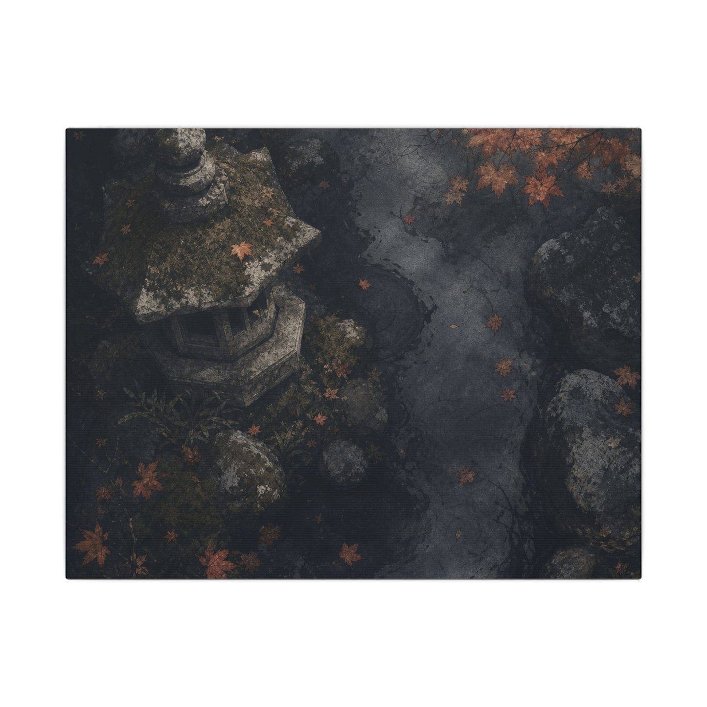 Stone Lantern Canvas Art | Autumn Japandi Texture Art