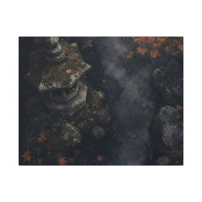 Stone Lantern Canvas Art | Autumn Japandi Texture Art