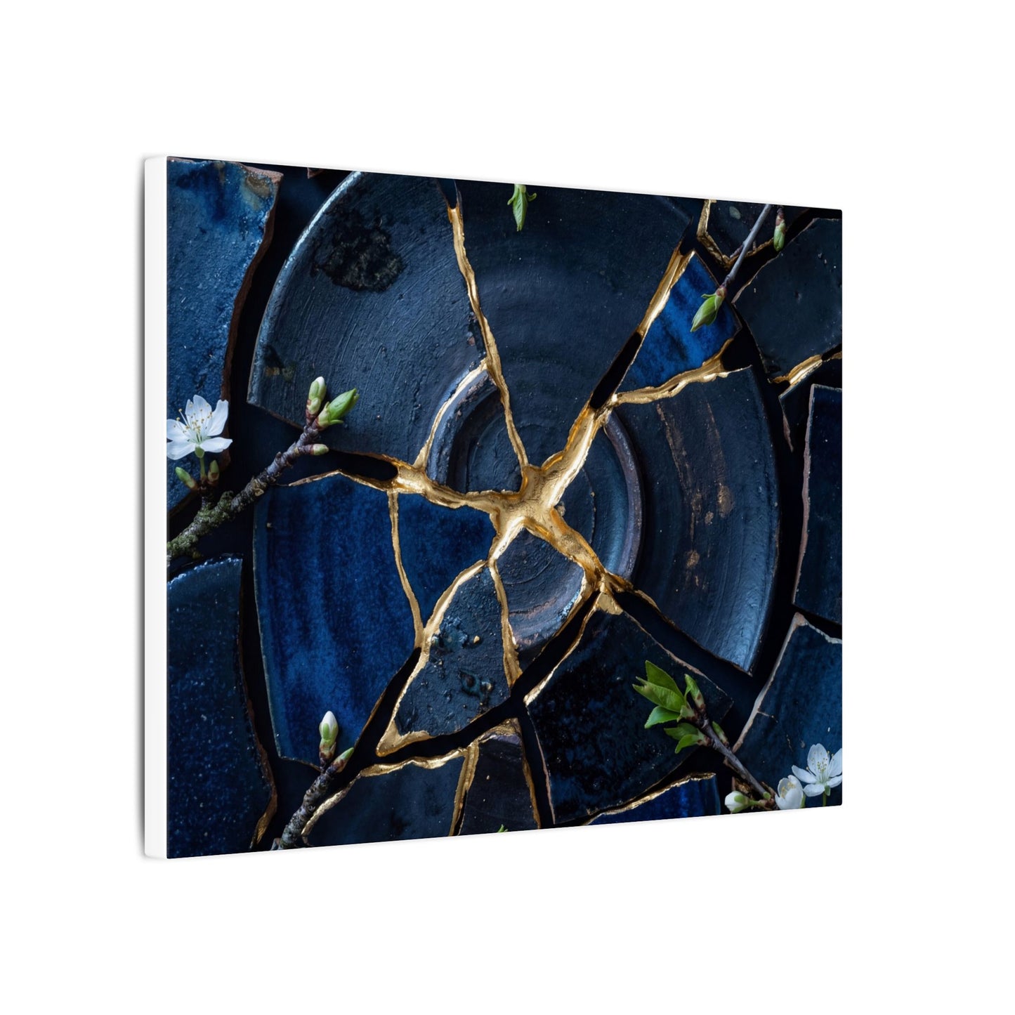 Moonlight Broken Pottery Canvas Art - Kintsugi Fukinsei