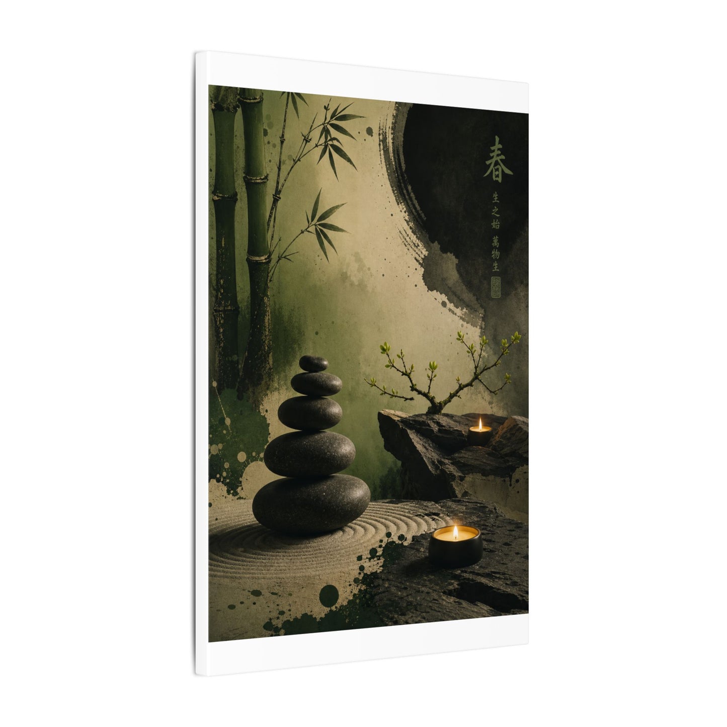 River Stones Spring Canvas Art | Zen Contemplative Design