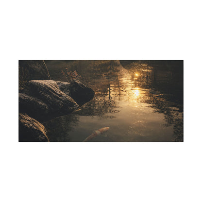 Winter Koi Pond Shadow Zen Canvas Art | Bold Decor