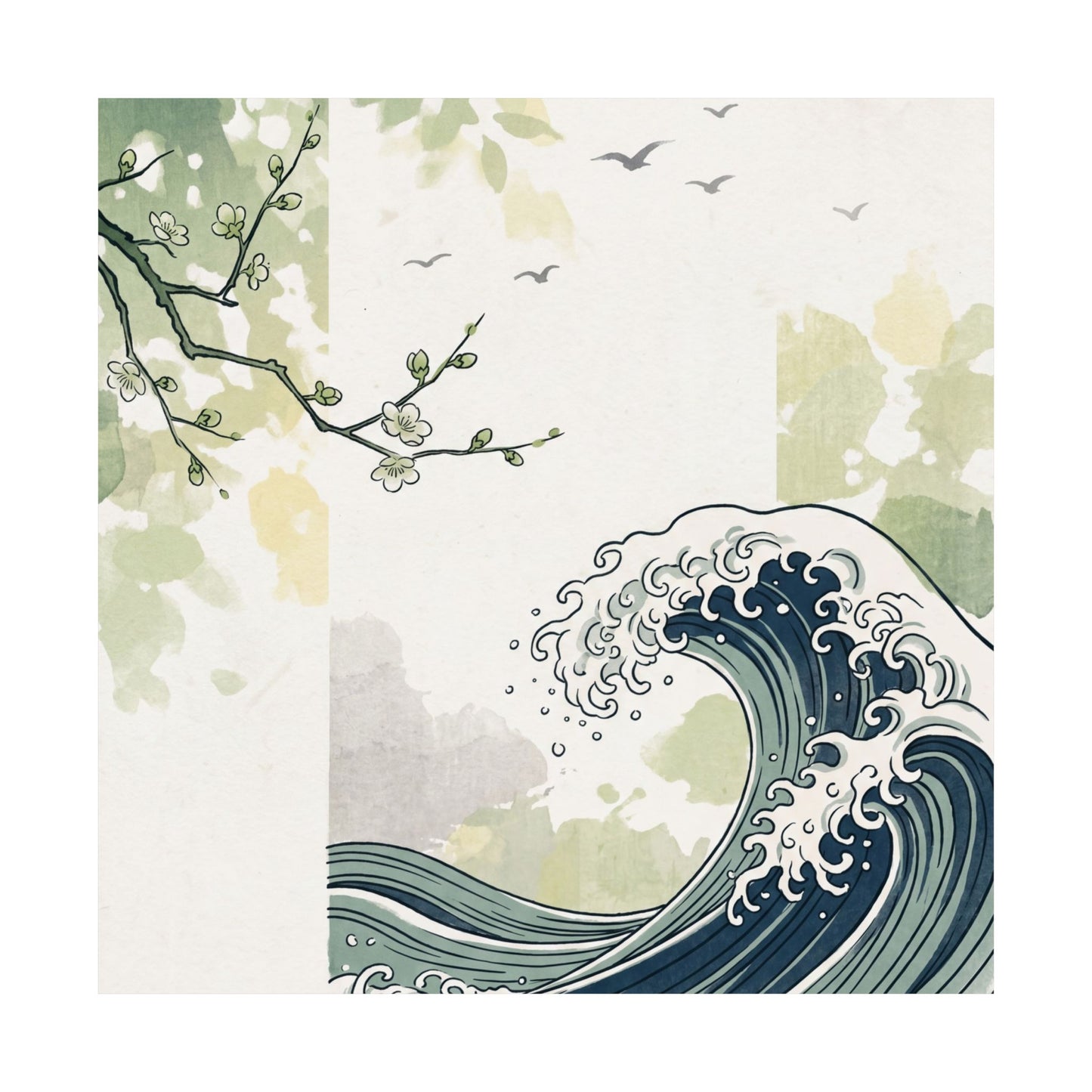 Ma Ocean Wave Wall Art Print - Zen Ukiyo E Inspired