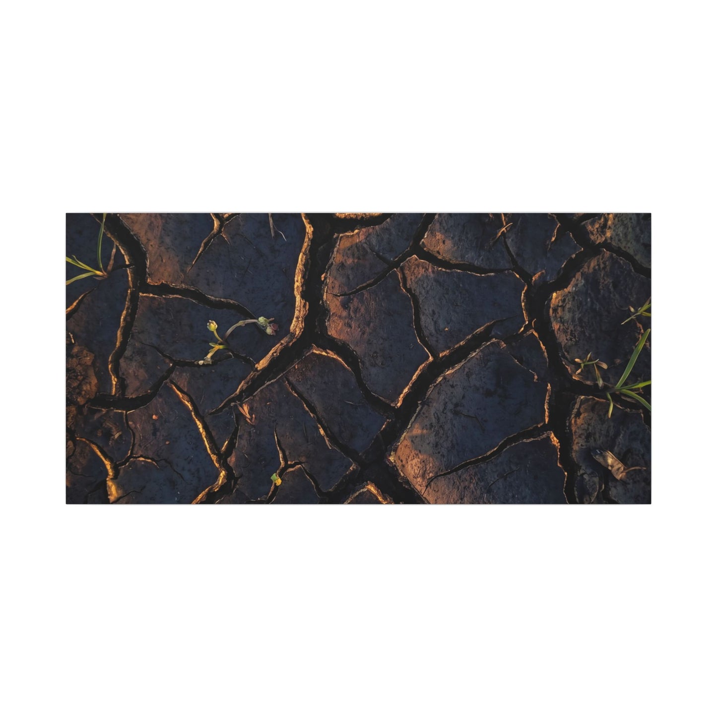 Cracked Earth Moody Minimal Canvas Art | Luxurious Dark Japandi Art