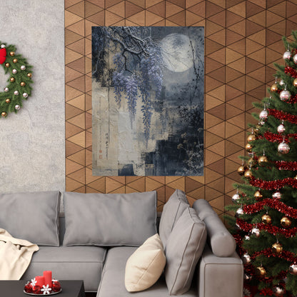 Moonlight Wisteria Wall Art Print - Japandi Seijaku