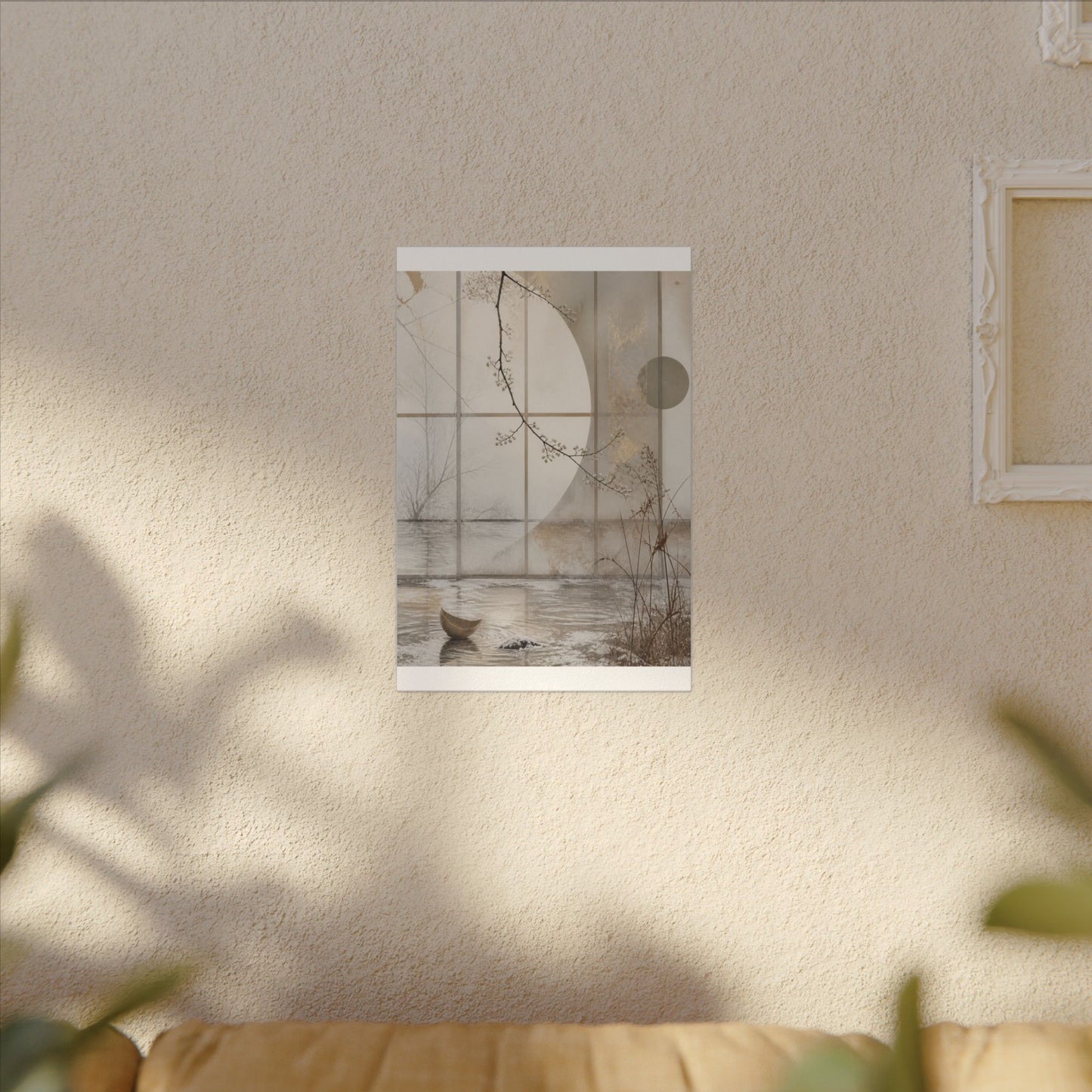 Winter Shoji Screen Japanese Pattern Canvas Art | Elegant Decor