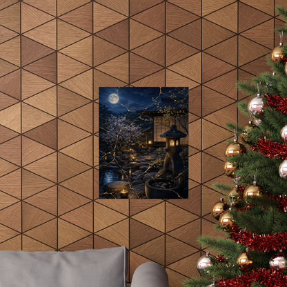 Spring Moonlit Garden Gold Vein Wall Art Print | Resilient Decor