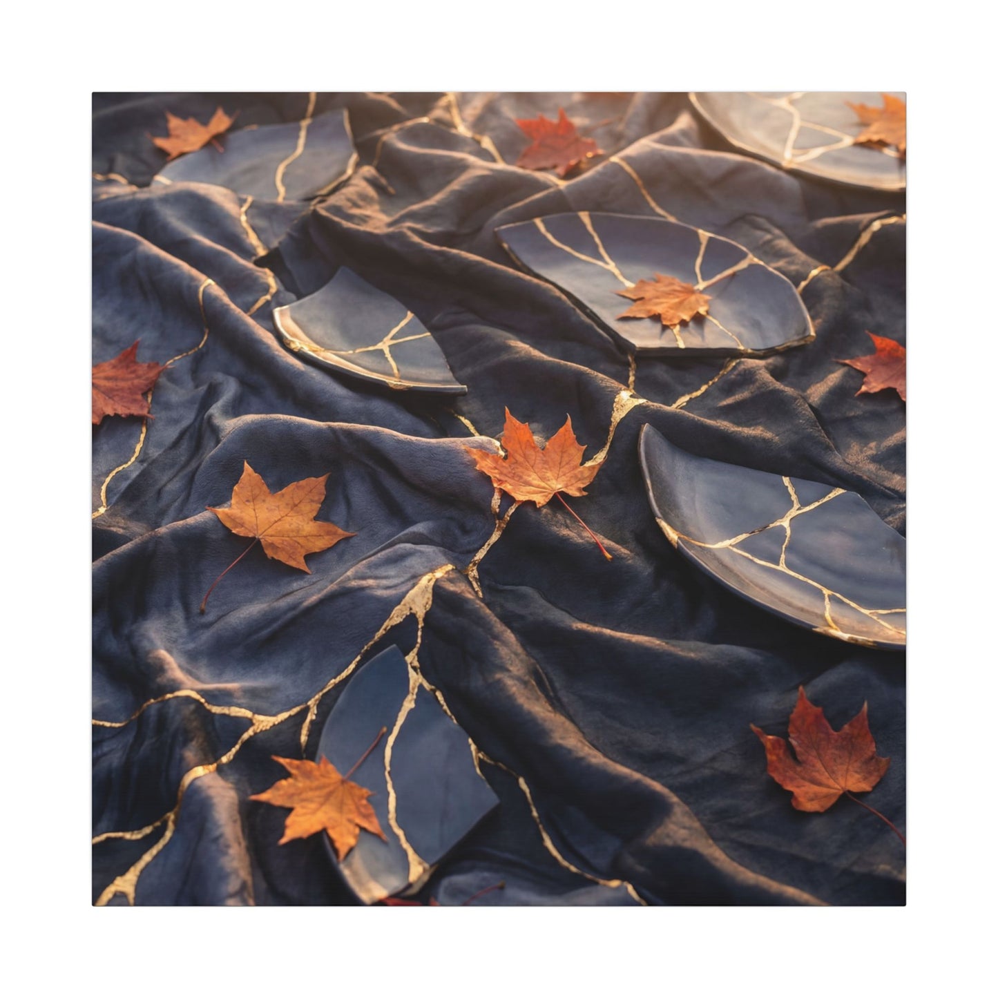 Golden Hour Silk Drape Canvas Art - Kintsugi Shibui
