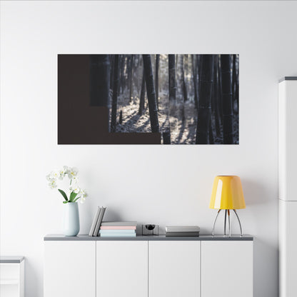 Bamboo Grove Canvas Art | Winter Dark Japandi Moody Minimal Art