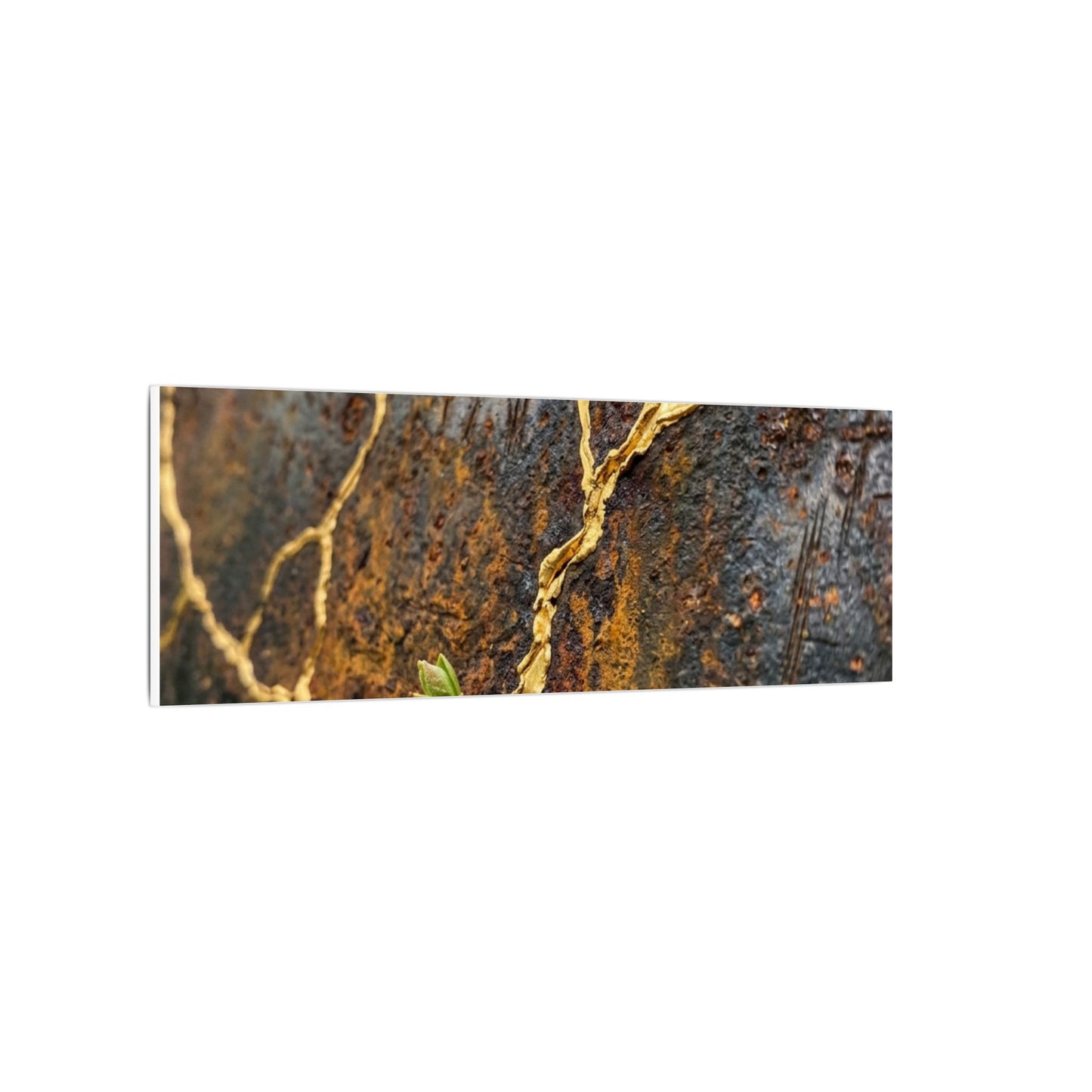 Mono No Aware Rust Patina Canvas Art - Kintsugi Gold Repair
