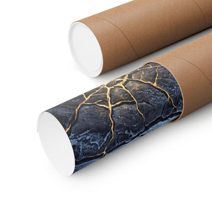 Artful Cracked Earth Wall Art Print - Gold Vein Kintsugi