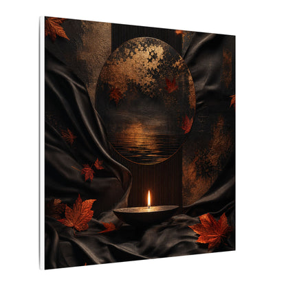 Silk Drape Autumn Canvas Art | Dark Japandi Moody Design