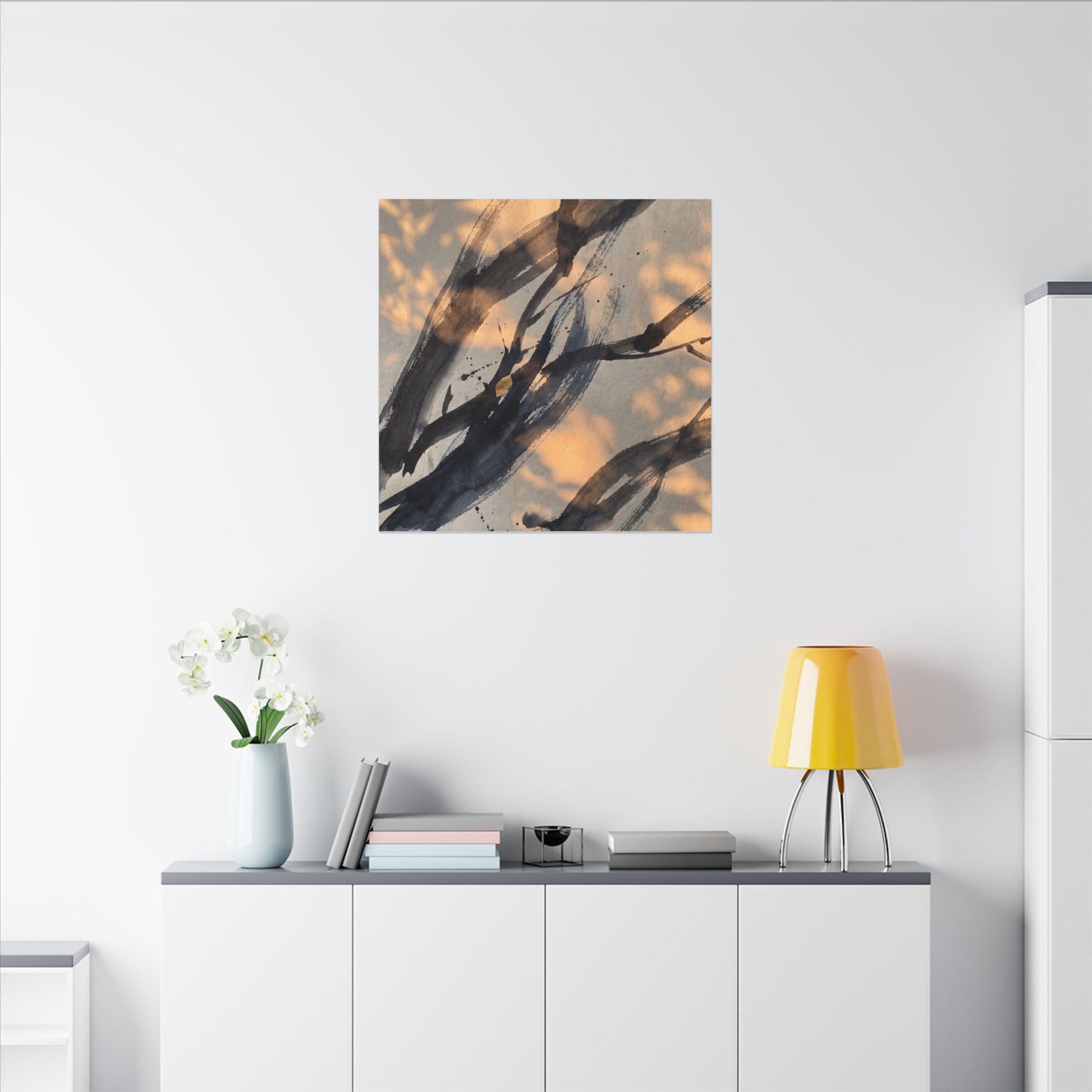Datsuzoku Ink Brushstroke Canvas Art - Dark Japandi Shadow Zen