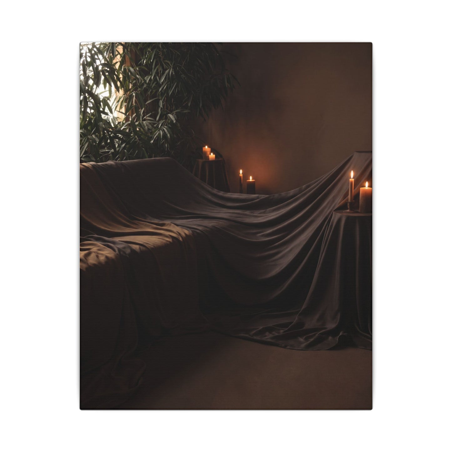 Candlelight Silk Drape Canvas Art - Dark Japandi Ma