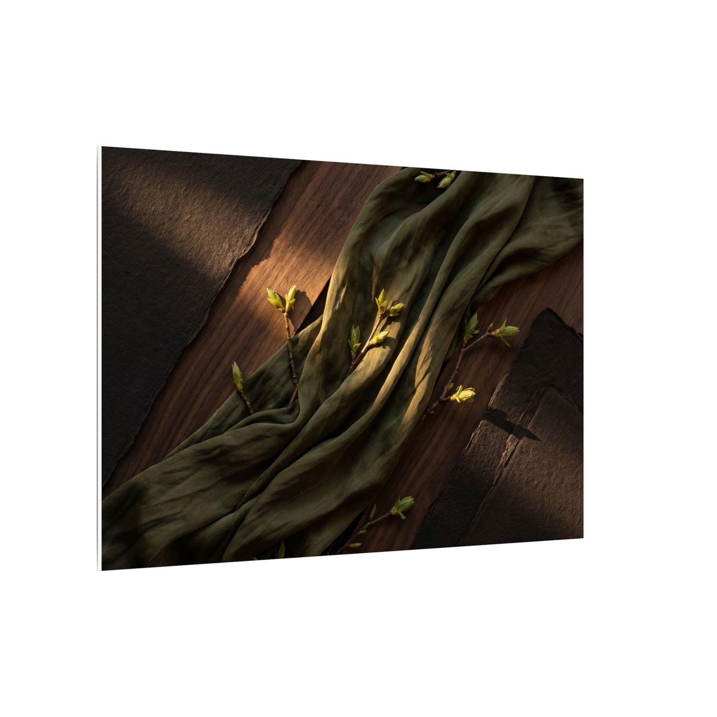 Silk Drape Canvas Art | Spring Dark Japandi Dark Texture Art