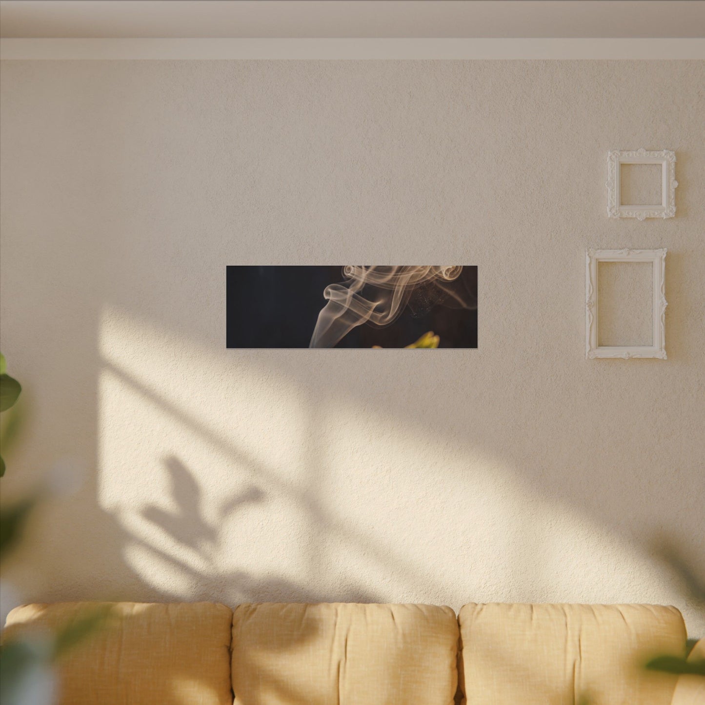 Incense Smoke Spring Canvas Art | Dark Japandi Atmospheric Design