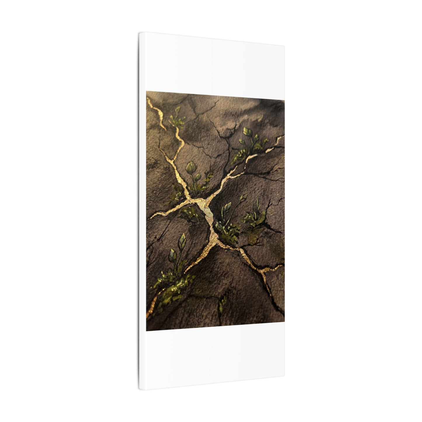 Spring Cracked Earth Charcoal Ink Canvas Art | Luxurious Decor