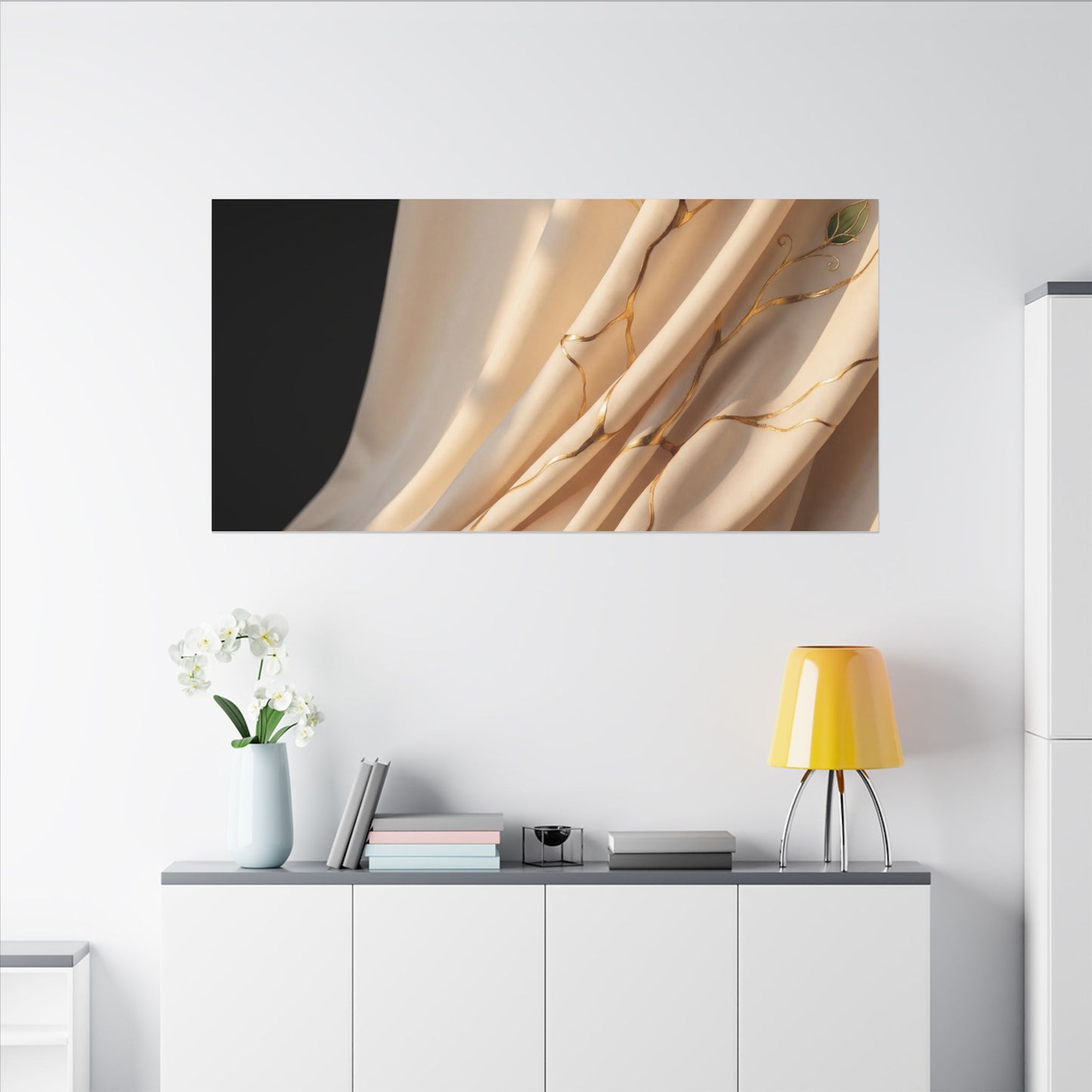 Golden Hour Silk Drape Canvas Art - Kintsugi Fukinsei