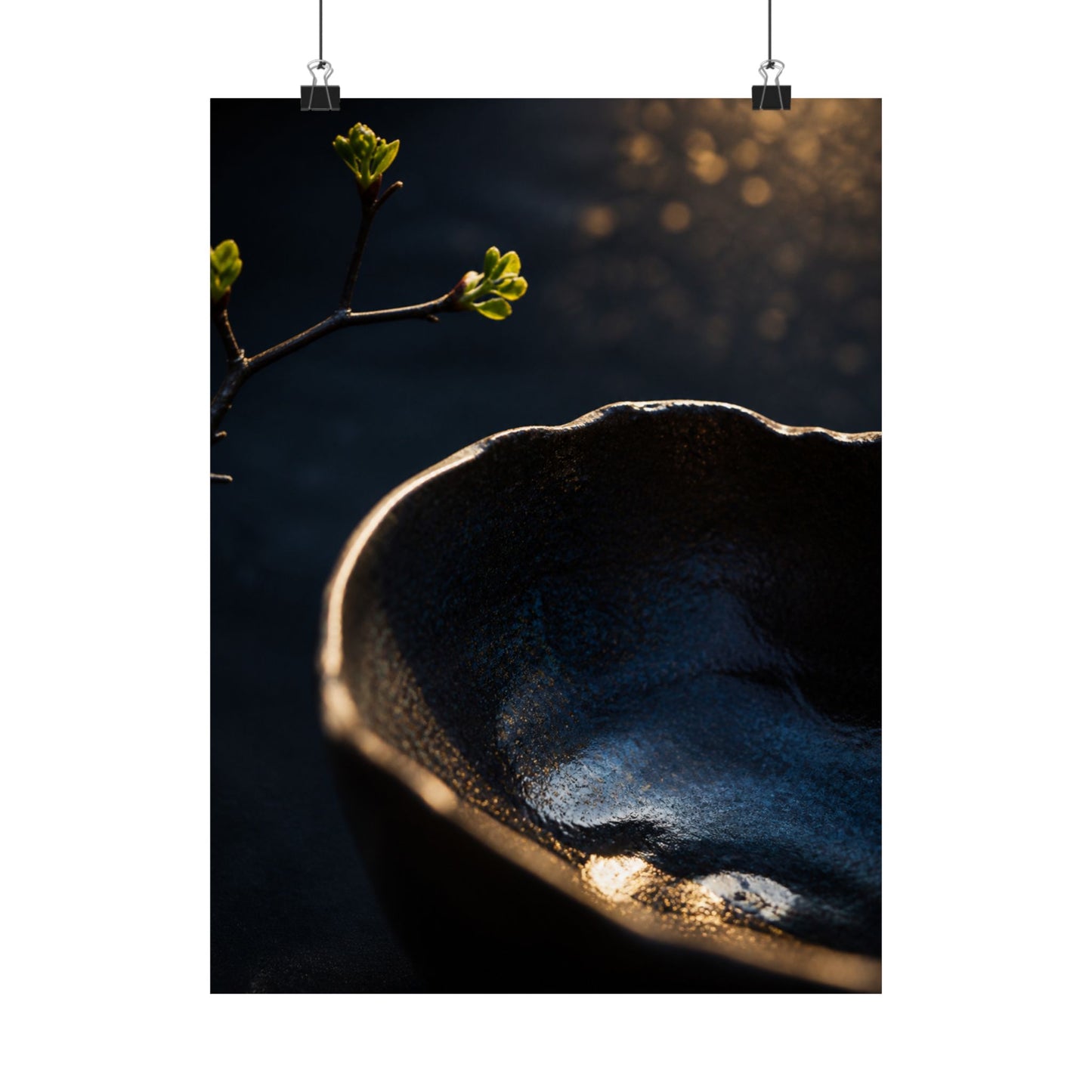 Ma Ceramic Bowl Wall Art Print - Dark Japandi Shadow Zen