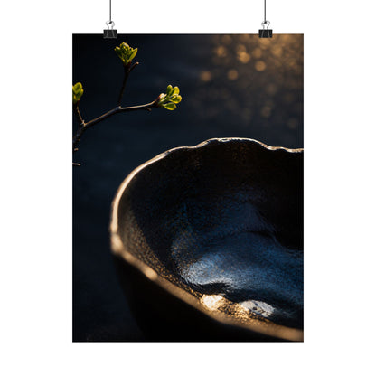 Ma Ceramic Bowl Wall Art Print - Dark Japandi Shadow Zen