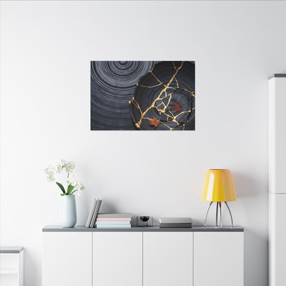 Philosophical Water Ripple Canvas Art - Gold Repair Kintsugi