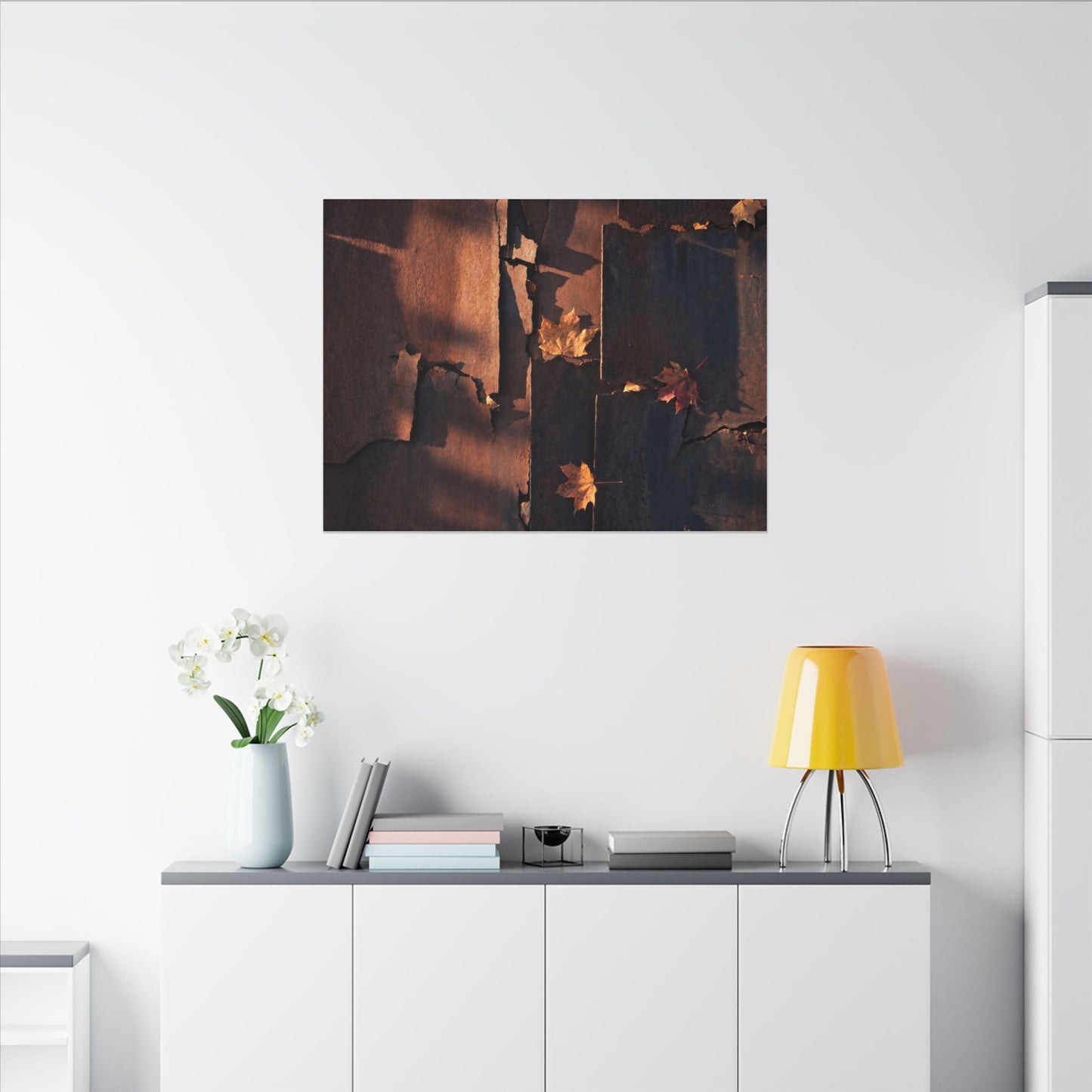 Seijaku Rust Patina Canvas Art - Dark Japandi Shadow Zen