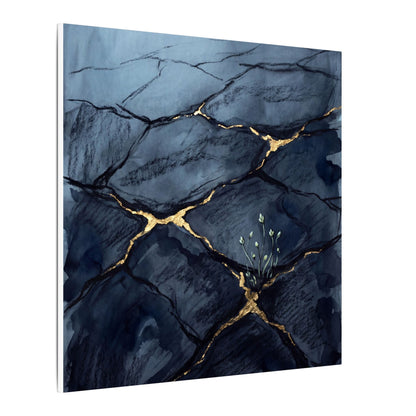Mono No Aware Cracked Earth Canvas Art - Dark Japandi Charcoal Ink