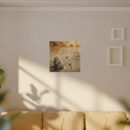 Autumn Rock Garden Watercolor Canvas Art | Neutral Decor