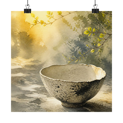 Ceramic Bowl Wall Art Print | Spring Japandi Watercolor Art