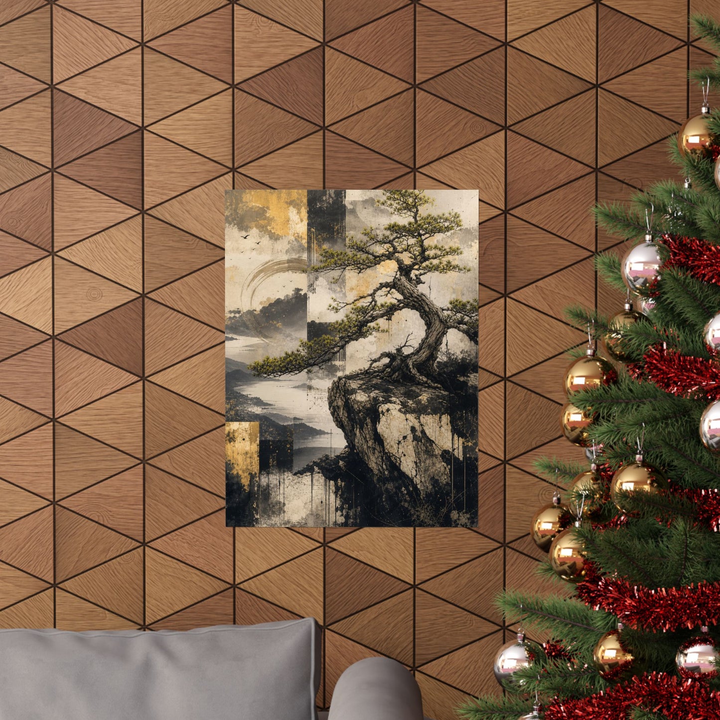 Pine Tree Japanese Pattern Wall Art Print | Cozy Japandi Art