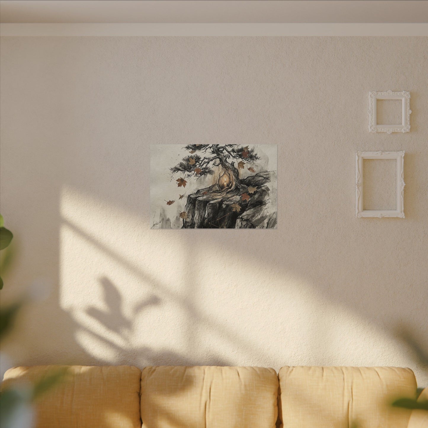 Pine Tree Autumn Canvas Art | Japandi Earthy Design