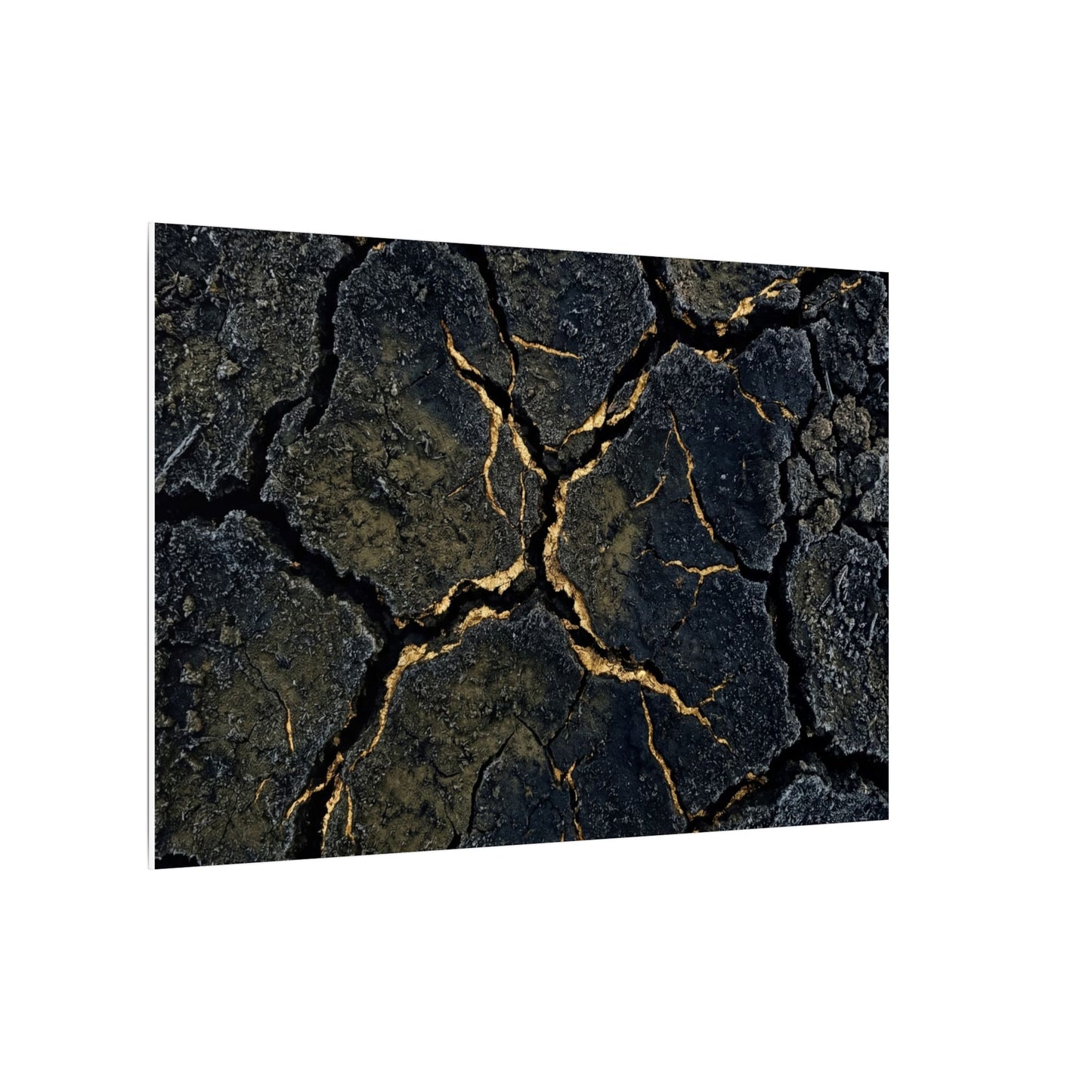 Overcast Cracked Earth Canvas Art - Dark Japandi Ma