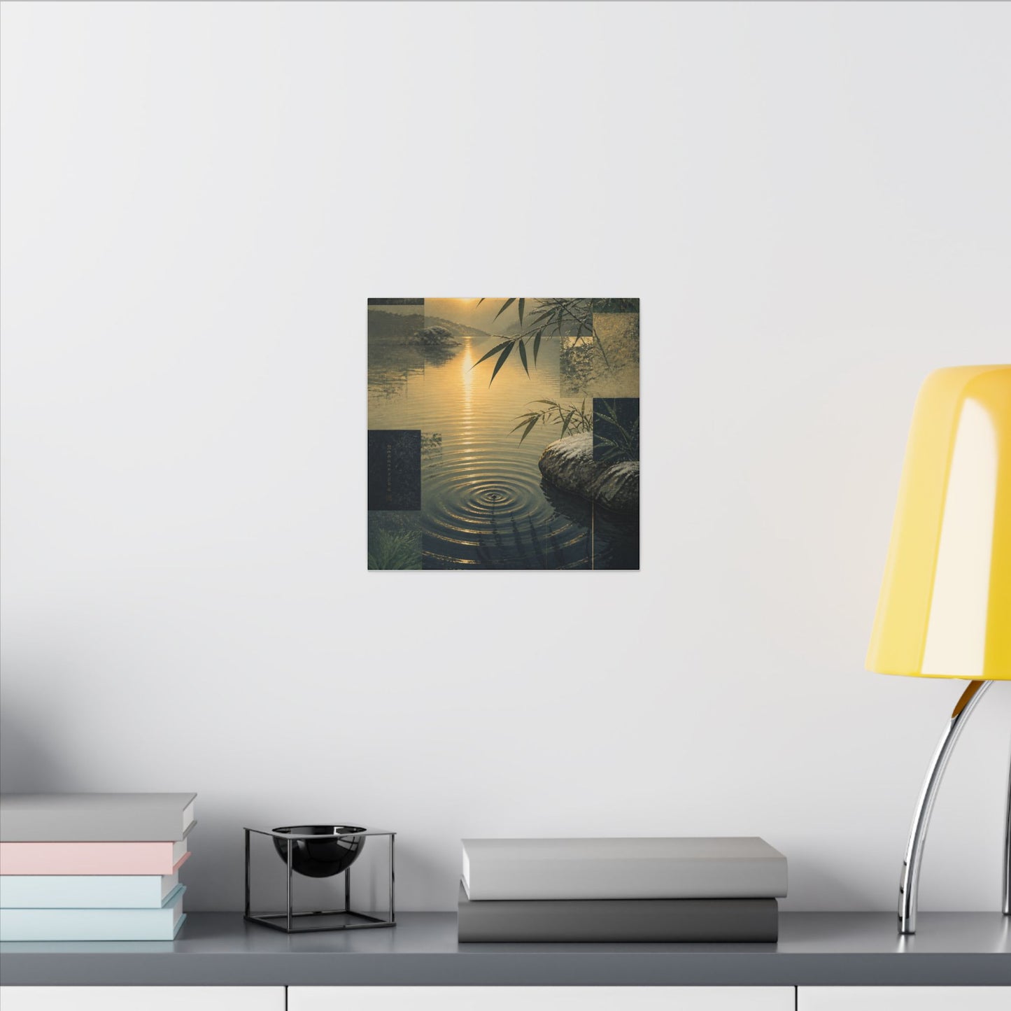Zen Water Ripple in Golden Hour | Ukiyo E Inspired Canvas Art