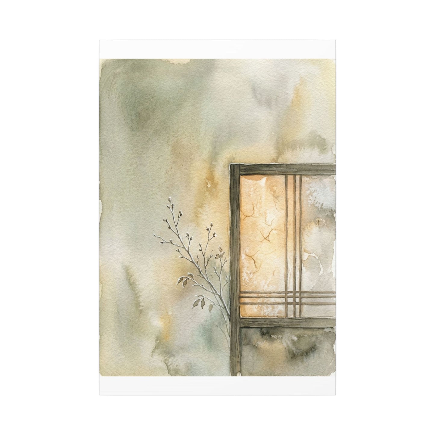Ma Shoji Screen Canvas Art - Japandi Watercolor