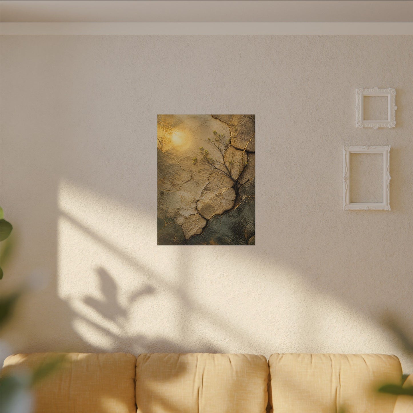Cracked Earth Spring Canvas Art | Japandi Warm Design