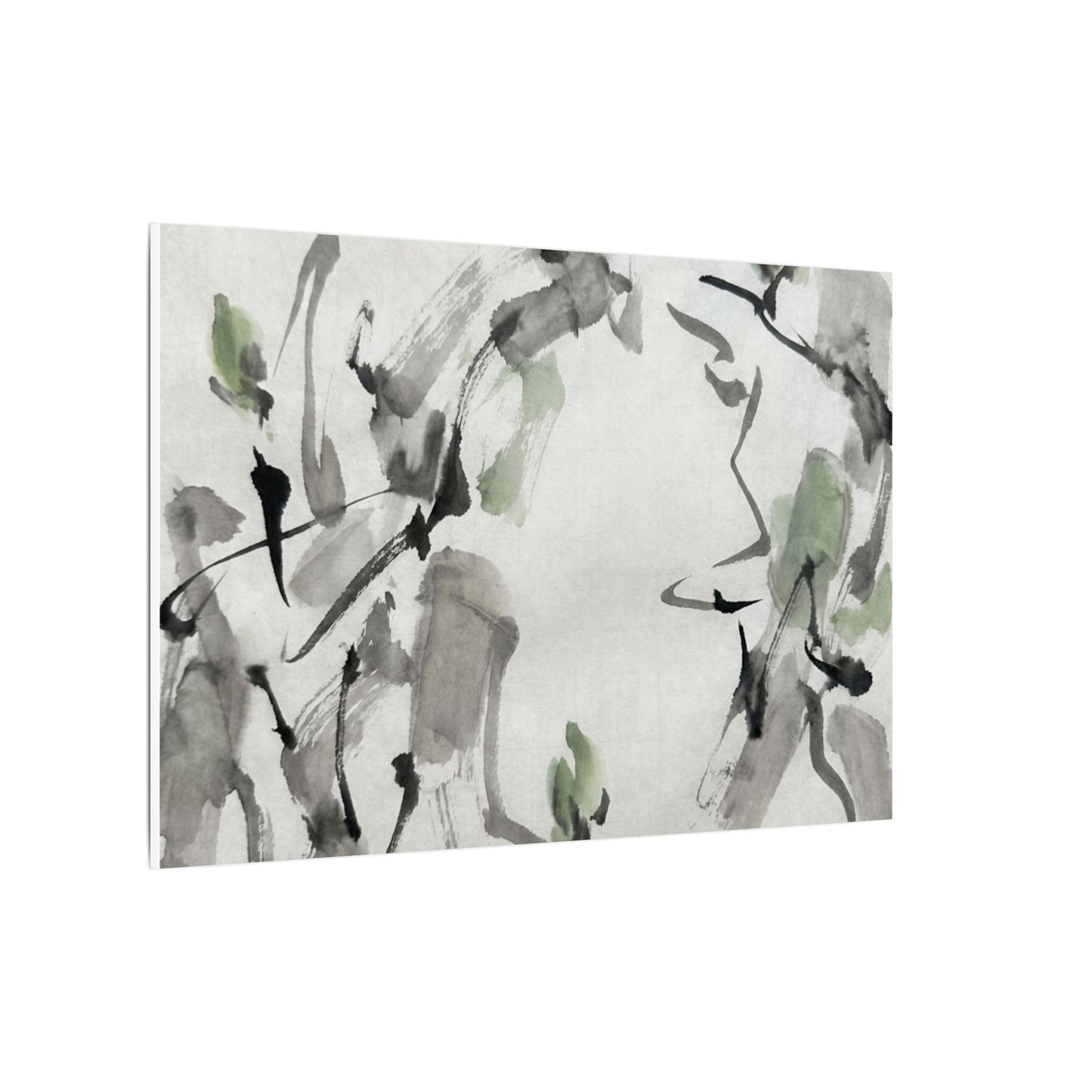 Zen Ink Brushstroke in Overcast | Sumi E Canvas Art