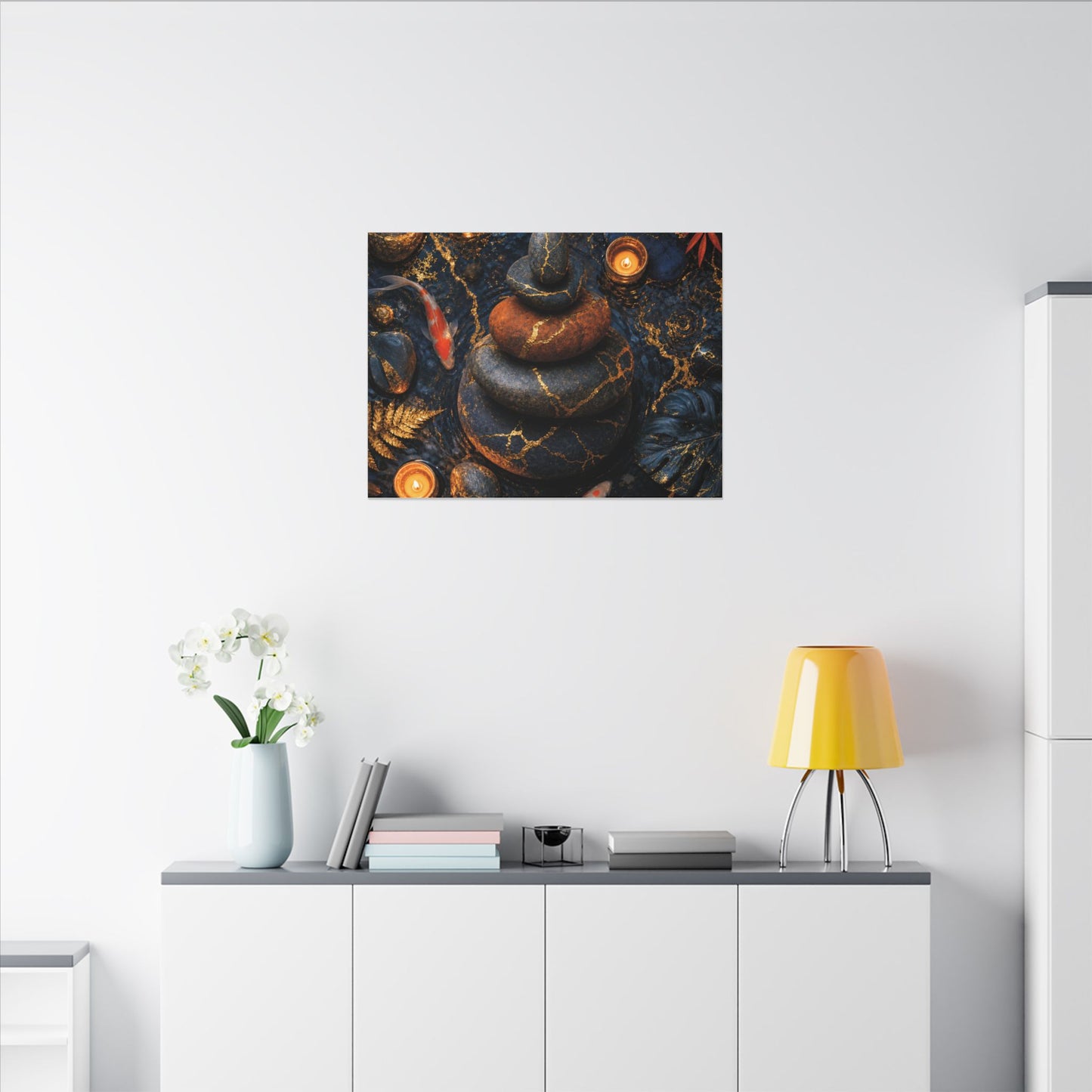Summer River Stones Gold Vein Canvas Art | Resilient Decor