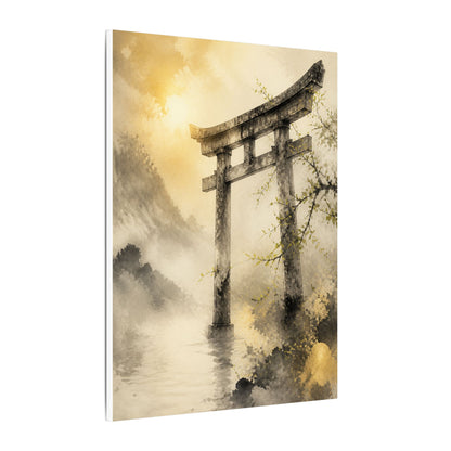 Spring Torii Gate Sumi E Canvas Art | Tranquil Decor