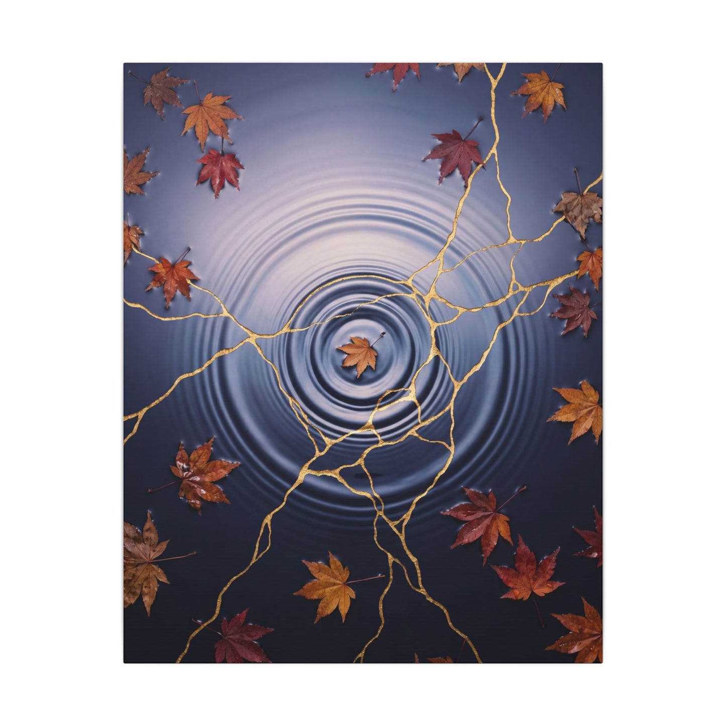 Kintsugi Water Ripple in Dawn | Gold Vein Canvas Art