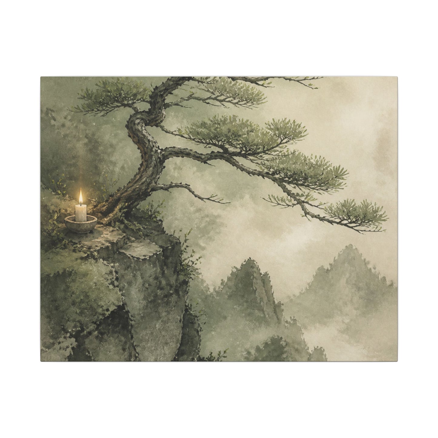 Candlelight Pine Tree Canvas Art - Japandi Kanso