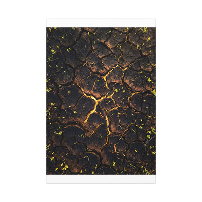 Cracked Earth Moody Minimal Canvas Art | Sophisticated Dark Japandi Art