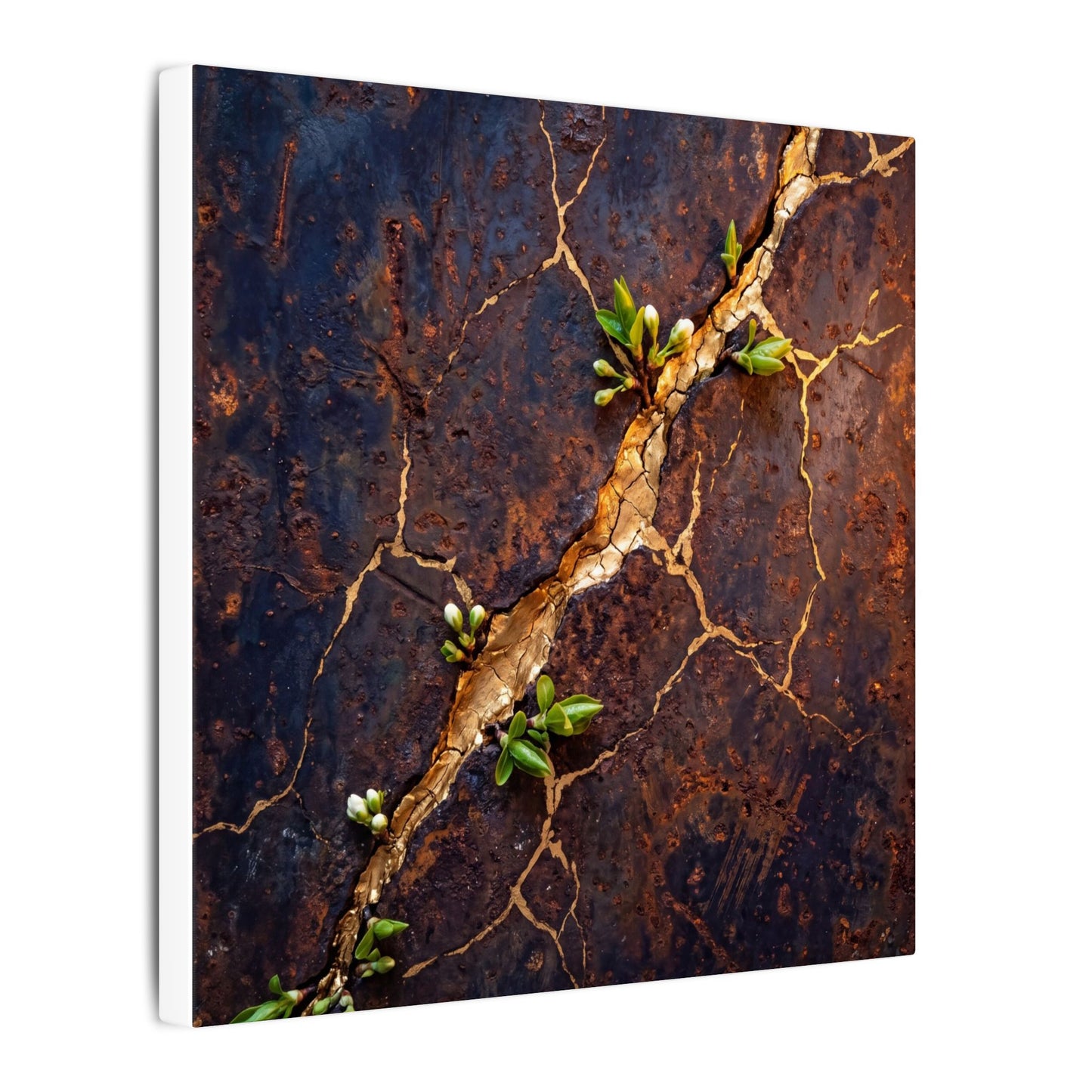 Rust Patina Spring Canvas Art | Kintsugi Resilient Design