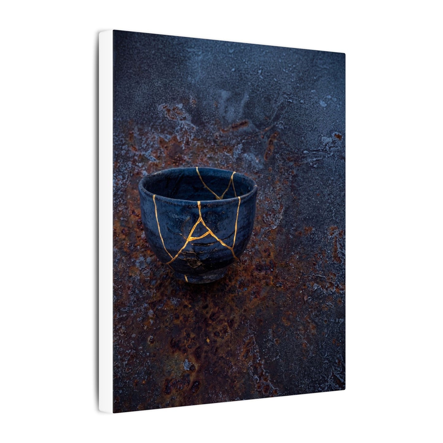 Rust Patina Winter Canvas Art | Kintsugi Healing Design