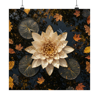 Lotus Flower Gold Repair Wall Art Print | Artful Kintsugi Art