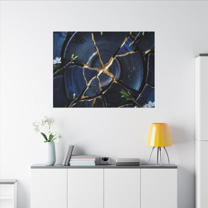 Moonlight Broken Pottery Canvas Art - Kintsugi Fukinsei