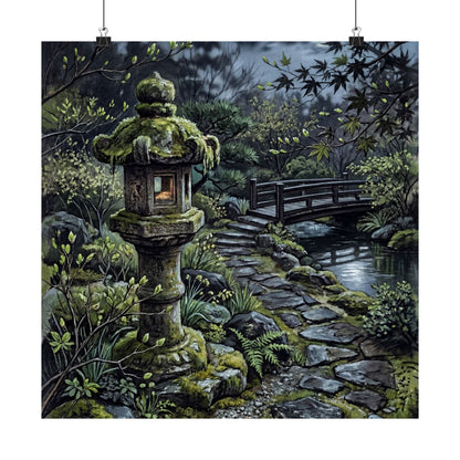 Cozy Stone Lantern Wall Art Print - Texture Japandi